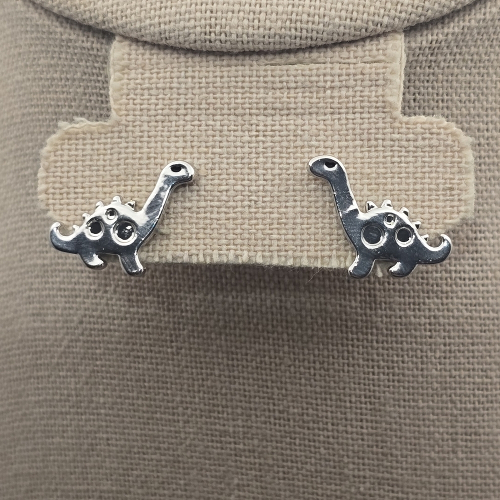 Charming Silver Dinosaur Earrings